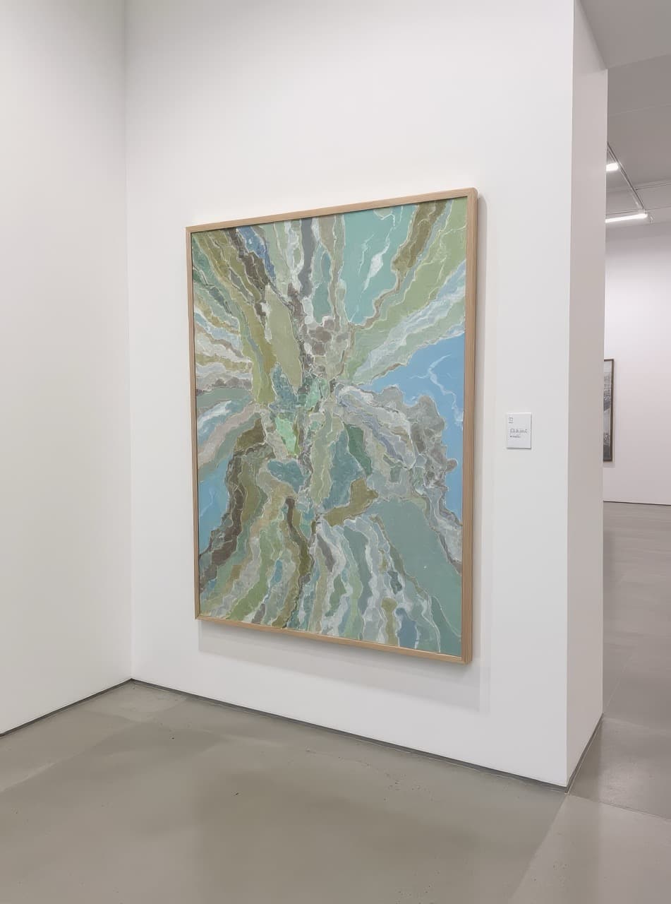 Painting placed on gallery wall — AI visualization by ArtView Pro
